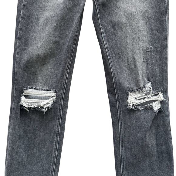 Vervet Jeans Womens 27 Black Distressed High Rise Straight Leg Frayed Hem grunge - Picture 3 of 12